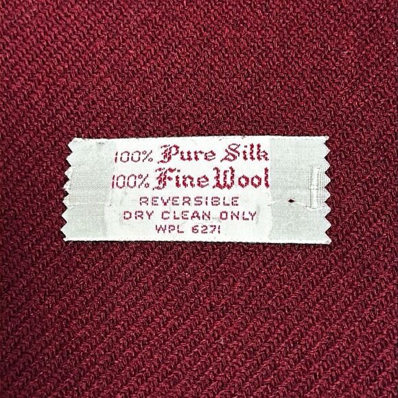 Christian Dior Men’s Reversible Doubted Scarf Silk Wool Burgundy Paisley Vintage - Picture 6 of 9